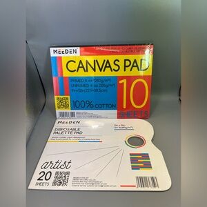 (2) Meeden Items: (1) Disposable Palette Pad (20) sheets & (1) Canvas Pad ; 10 S